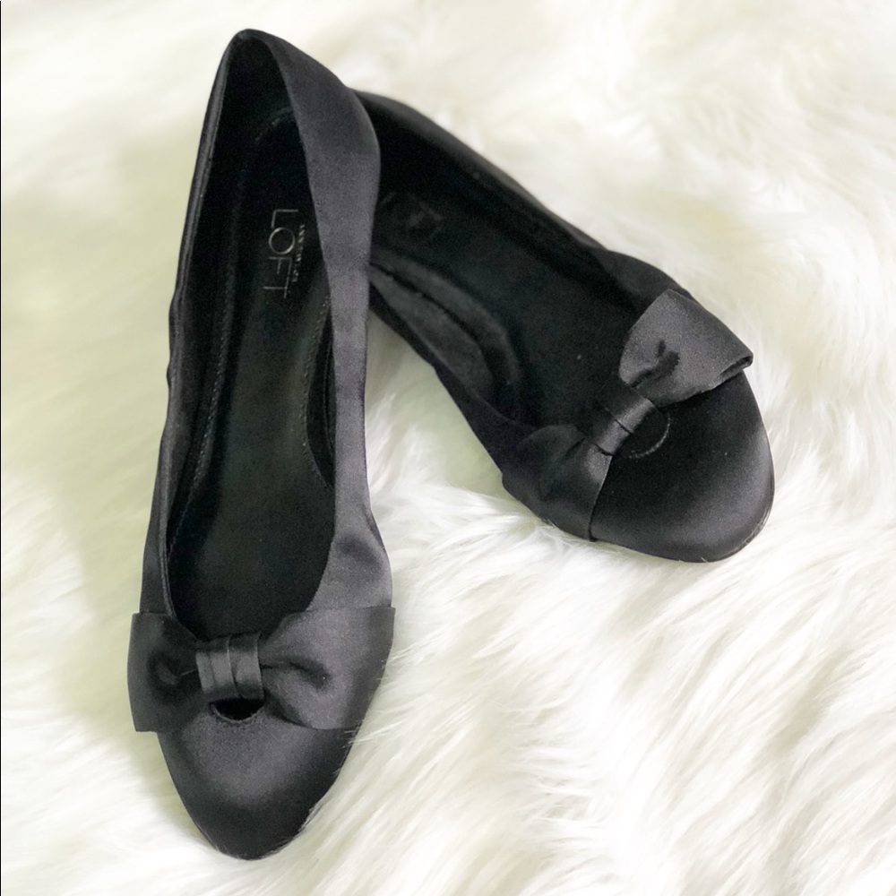 Loft black bow flats🌸